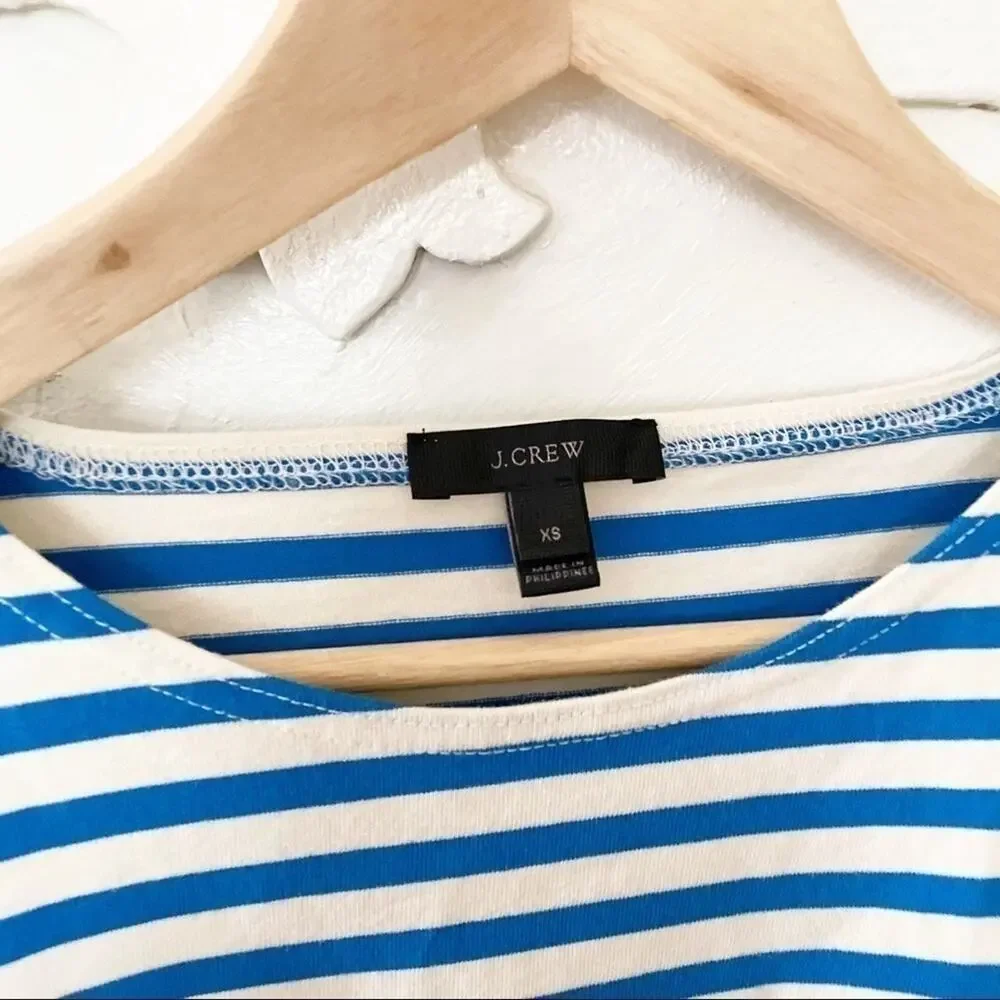 J.Crew Blue White Ruffle Sleeve Stripe blouse XS